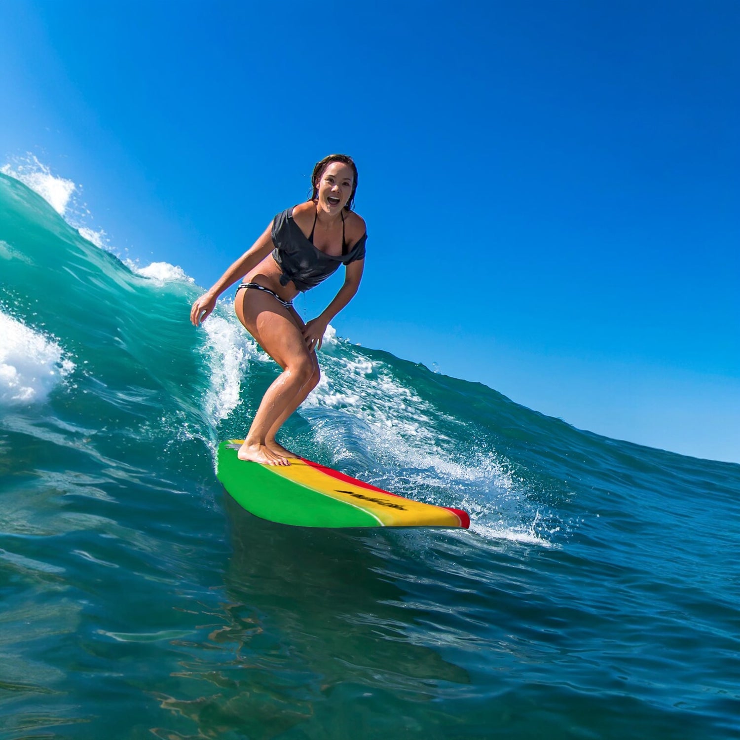 Wavestorm Surfboards Classic Red/Yellow/Green Surfboard -  8 ft