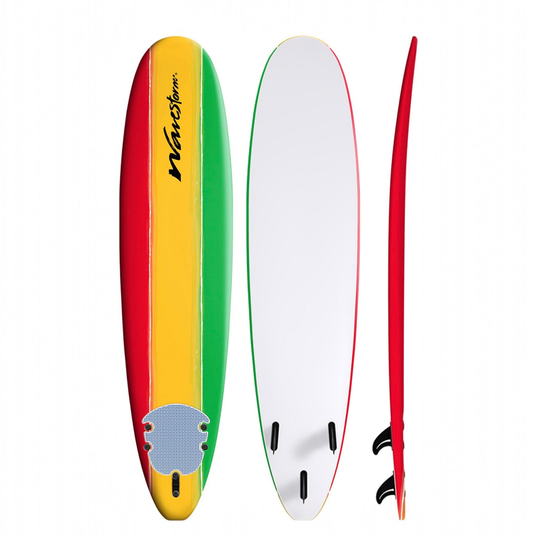 Wavestorm Surfboards Classic Red/Yellow/Green Surfboard -  8 ft
