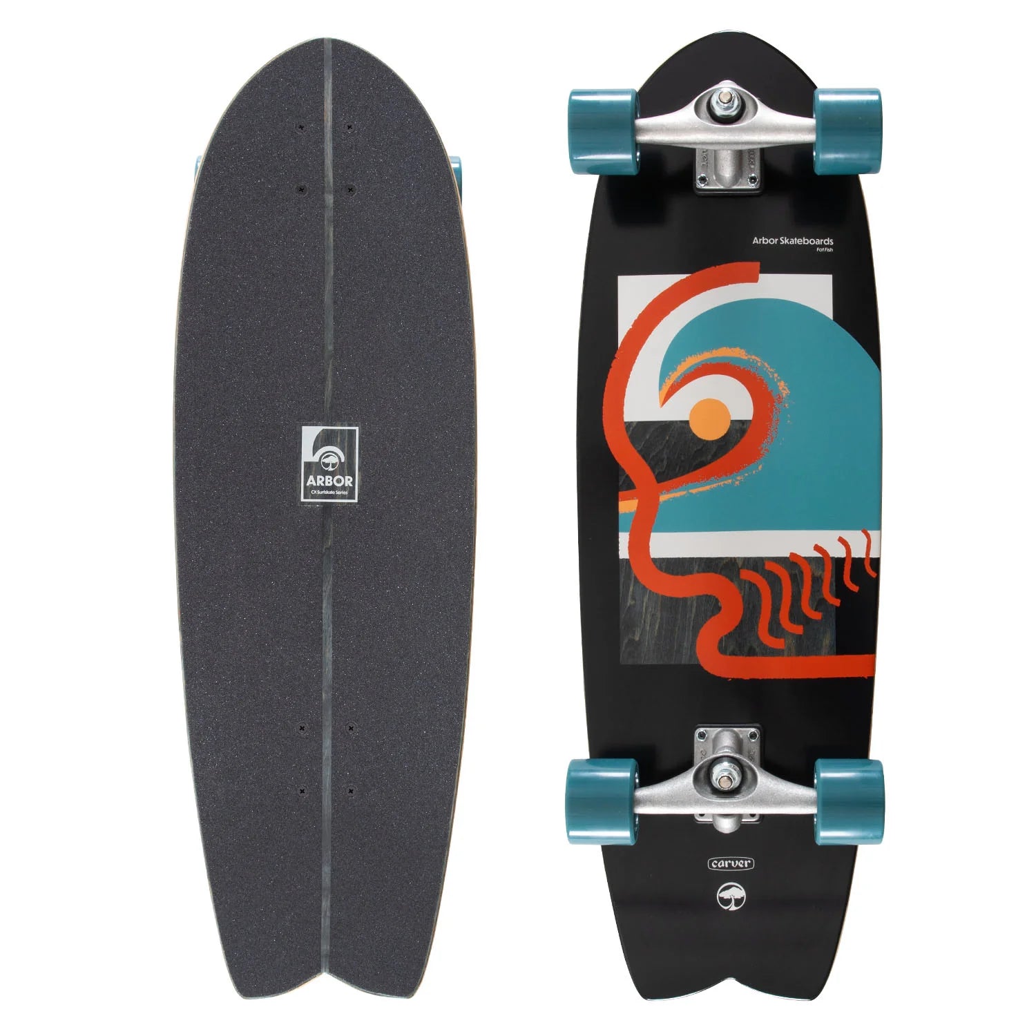 Arbor x Carver Complete CX  Surfskate Fat Fish - Black 32&quot;