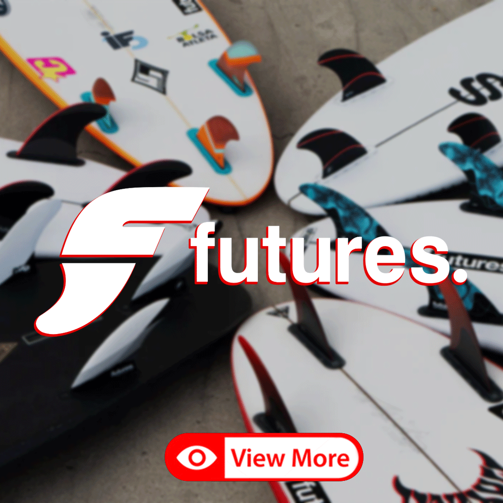 Future Fins Collection Image showing surfboards with fins installed and button to view collection