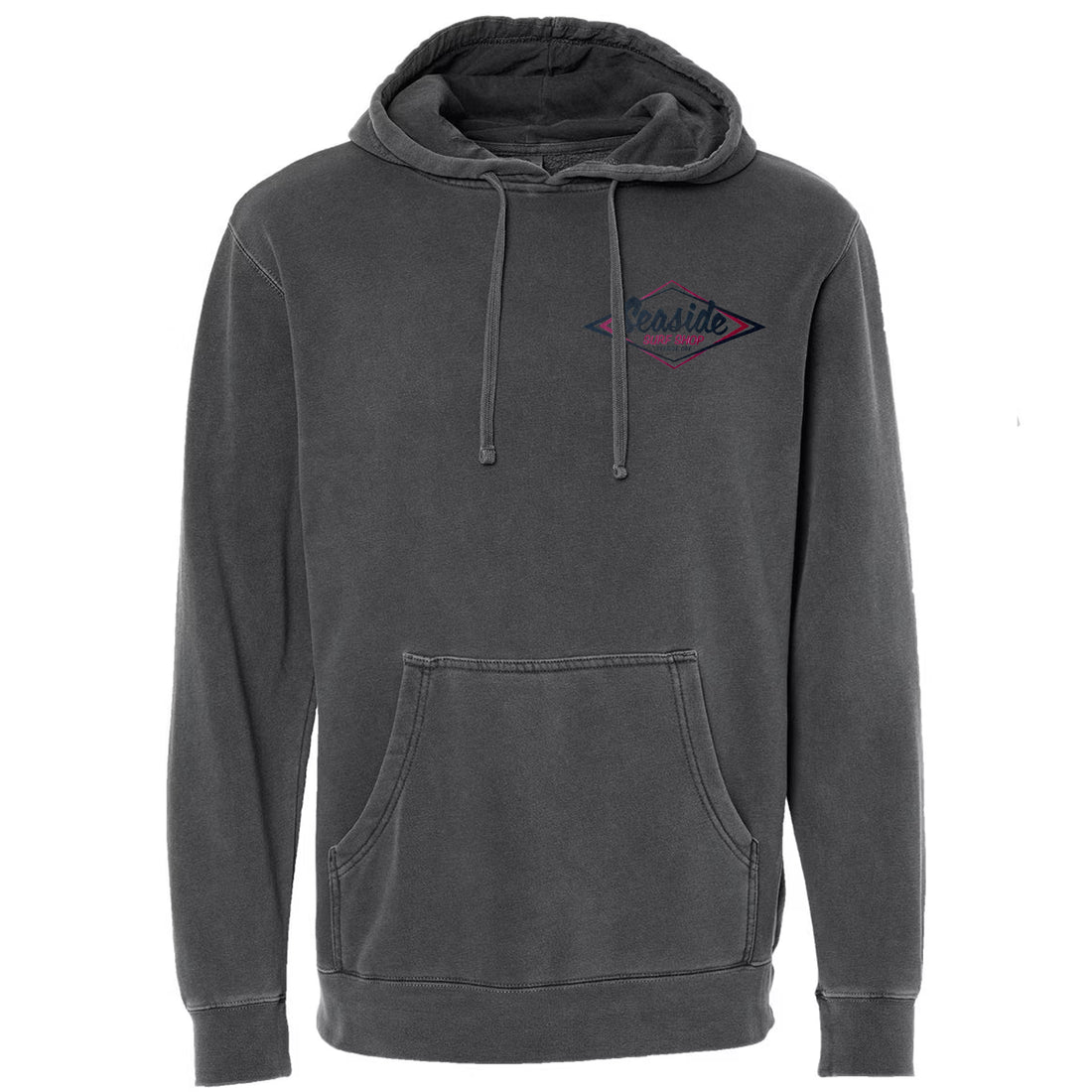 Seaside Surf Shop Mens Vintage Logo Bomber Hooded Pullover - Smoke