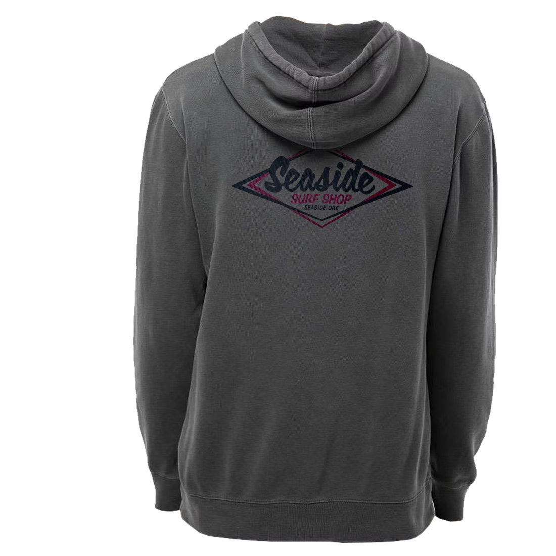 Seaside Surf Shop Mens Vintage Logo Bomber Hooded Pullover - Smoke