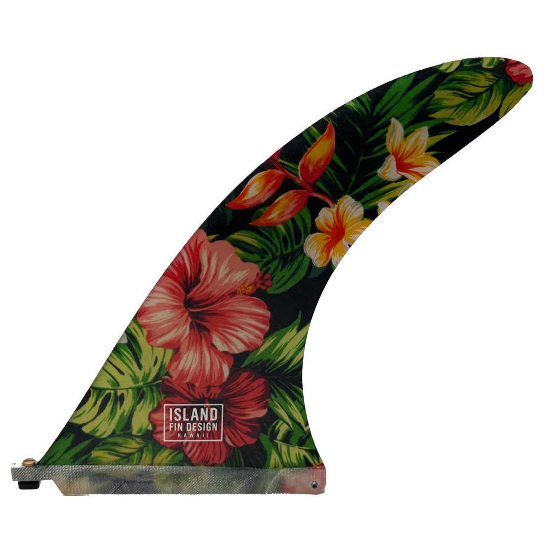 Island Fin Design - 10.0&quot; Islander Fin -Black Aloha Print