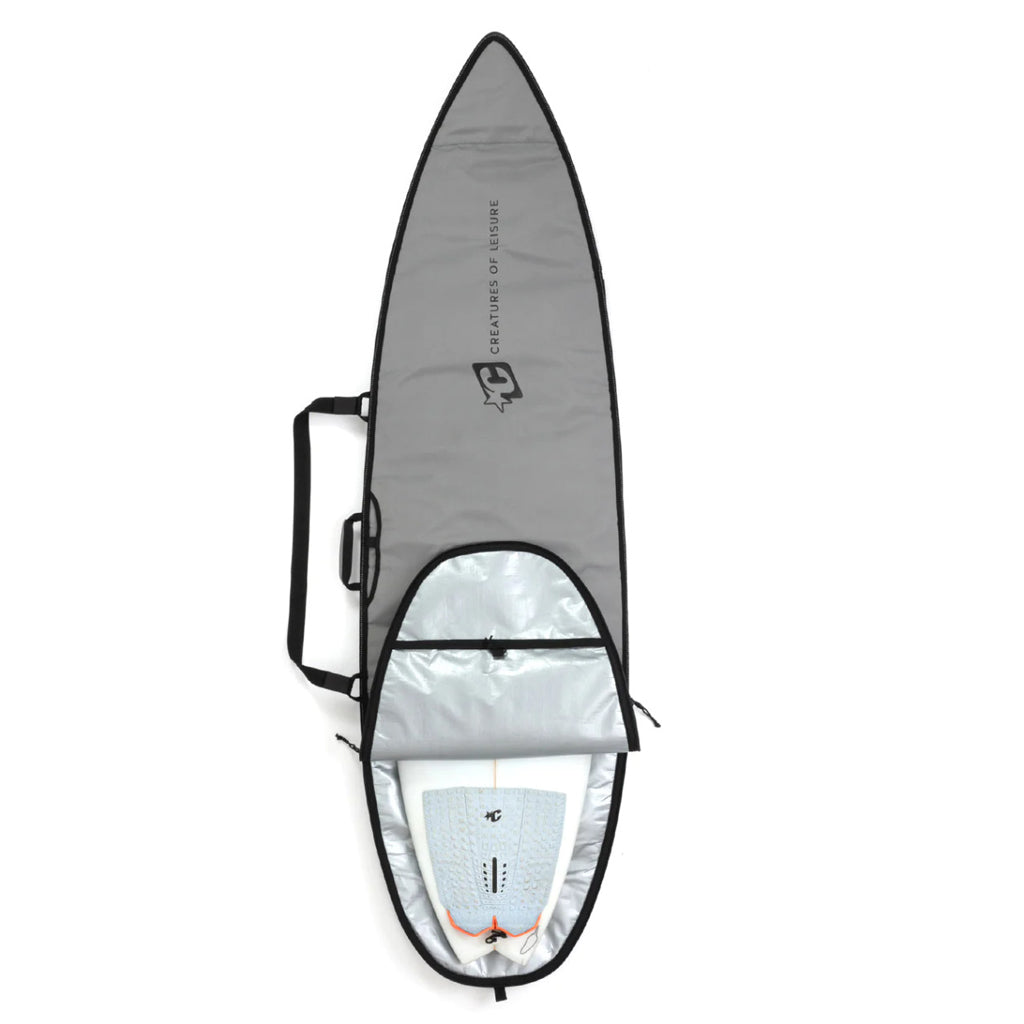 Creatures of Leisure Icon Lite Shortboard Surfboard Bag - Silver/Black