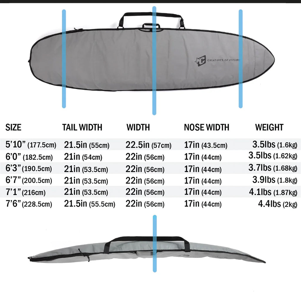 Creatures of Leisure Icon Lite Fish Surfboard Bag - Silver/Black