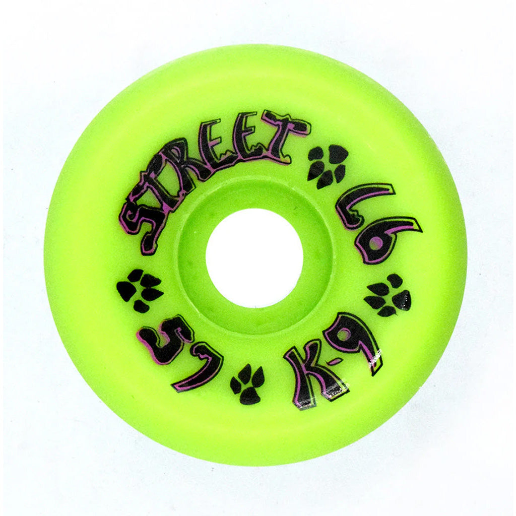 K-9 80s Street Wheels - 57mm x 97a - Lime Green