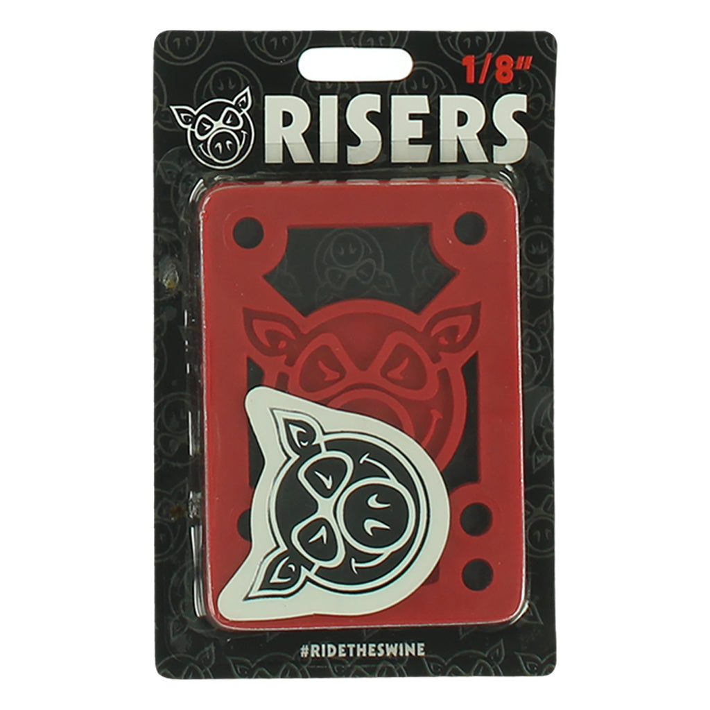 Pig Piles 1/8&quot; Skateboard Hard Risers - Red