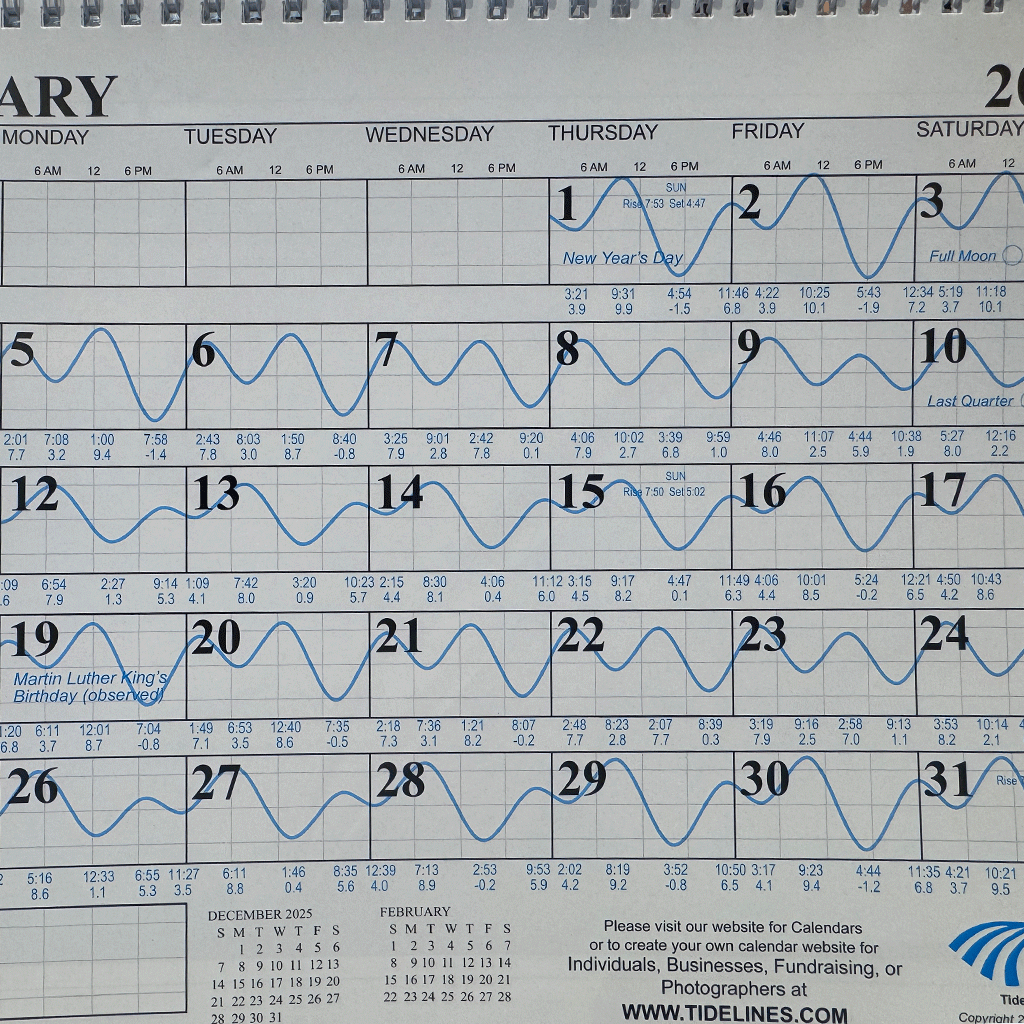 Tidelines Standard Tideline Oregon Calendar - Graphed Calendar