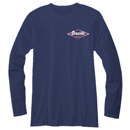 Seaside Surf Shop Mens Vintage Logo L/S Tee - Navy