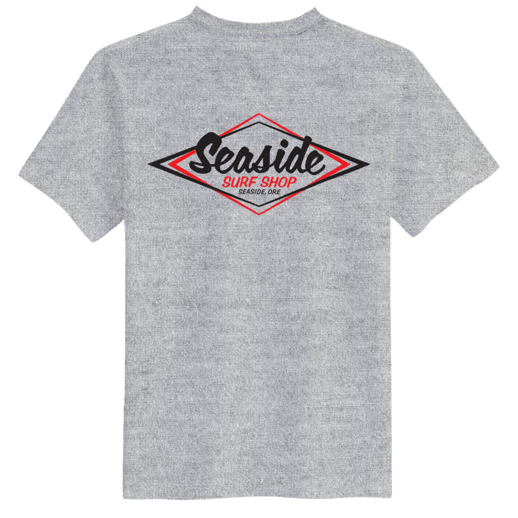Seaside Surf Shop Mens Vintage Logo Tee - Light Steel