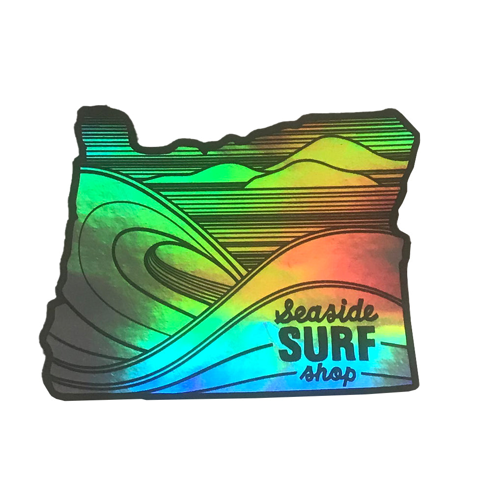 Seaside Surf Shop - Oregon Sticker - 3X2 Metallic